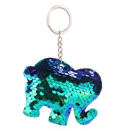 1 PC Lovely Sequins Elephant Tortoise Key Chain Fashion Animal Mermaid Sequins Keychain For Women Handbag Keyring Jewelry Gift4799169