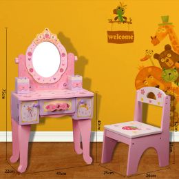 Fashion Kids Girls toys Simulation Wooden dressing table 3 Gift for Girl Dressing Table For Baby Girl Children pretend play toys LJ201009