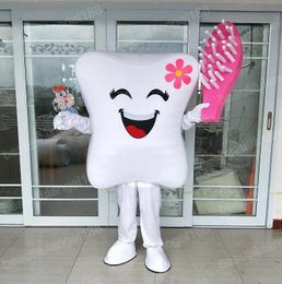 Halloween White Tooth Mascot Costumes High Quality Cartoon Theme Character Carnival Unisex Adults Size Outfit Christmas Party Outfit Suit For Men Women