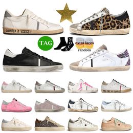 top quality golden Sneakers Casual Shoes Women Men New Release Italy Brand super ball star black white blue Classic Do Old Dirty Woman Man casual loafers big size us12