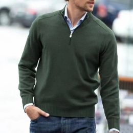 Sweaters Men's Sweaters Winter Fall Long Sleeve Wool Tops Luxury 2023 Zip Stand Collar Sweater Jumper Men Streetwear Solid Kitted Pullover