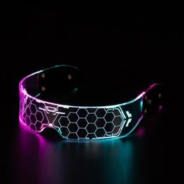 Sunglasses Widely Applied Great Light Up LED Rave Glasses Honeycomb Lens Futuristic For Club 3245