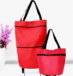 Storage Bags Foldable Shopping Bag Trolley Cart With Wheels Grocery Reusable Eco Large Organizer Waterproof Basket1385843