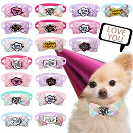 Dog Apparel 50pcs Summer Plaid Styles Bowtie For Small Puppy Bow Tie Collar Dogs Grooming Pet Accessories