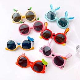 2021 Children Unisex Cartoon Fruit Flower Carrot Rabbit Ear Sunglasses Outdoor Protection Baby Girls Polarized UV400 Goggles 59983