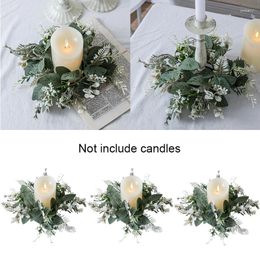 Decorative Flowers Artificial Candle Wreaths Party Decor Greenery Wreath Leaves Ring Wedding Table For Home Decoration