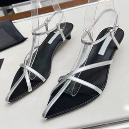 genuine leather women kitten heel sandals runway classic brand designer summer hot sale cross tied ankle buckle strap summer female popular high heel sandals