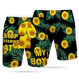 Men's Shorts HX Hawaiian Short Stop Staring At My Boy Sunflower 3D Printed Pants Harajuku Casual Pockets Men Clothing Drop