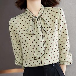 Women's Blouses 2024 Polka Dot Temperament Shirts Ladies Fashion Tops Spring Autumn Office Lady Interior Lapping Long Sleeve Women Clothing