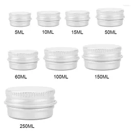 Storage Bottles 250ML Refillable Box Small Silver Aluminium With Lid Round Thread Mini Travel Cosmetic Jar Pot Lip Cream Container