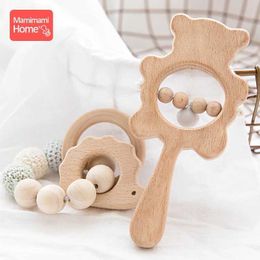 Other Toys 1 set of baby toys music ratchet wooden crochet beads bracelets wooden Rodent Chew Play gym Montessori baby teeth products newborn gifts s52358
