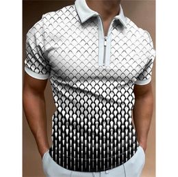 Luxury Mens Matching Clothing Polo Shirts Golf Wear Casual Plaid Short Sleeve Tee Men TurnDown Collar Zipper Polos Shirt Tops 22068153912