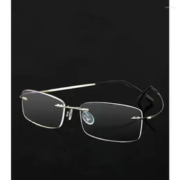 Sunglasses 0 To 4.0 Reading Mirror Frameless Lightweight Super Elastic Flexible Glasses Men's Business Anti-blue Presbyopic