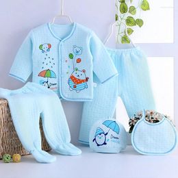 Clothing Sets 5Pcs Born Baby Set Cartoon Infant Cotton Clothes For Boys Girls Long Sleeve Top Pants Suits Outfits 0-3months