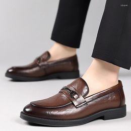 Casual Shoes Spring Business Loafers High-quality Men Formal Leather Luxury Party Dating Wedding Male Brown Oxford Designer