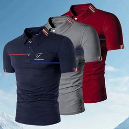 Men's T-Shirts HDDHDHH brand PrintPolo shirt casual solid color T-shirt mens breathable golf T-shirt J240515