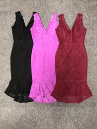 Casual Dresses 2024 Chic Elegant Lace Embellished Sleeveless Sexy Knee Length Celebrity Wholesale Ladies Bandage Dress