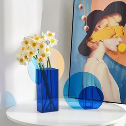 Simple acrylic vase rainbow Coloured flower container decoration store design wedding party home office decoration modern decoration 240426