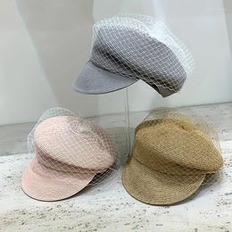Berets Spring/summer Classic Casual Pleated Breathable Beret For Women Sunshade Sunblock All-match Big Head Skirt Face Small Hat
