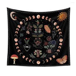 Tapestries 73X95CM Bohemian Tapestry Room Decoration Floral Hanging Cloth Moon Phase Tree Of Life Home Decora Aesthetic