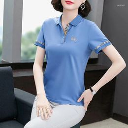 Women's Polos Cotton Fashion Casual Polo Shirt Short-Sleeved Lapel T-shirt 2024 Summer Loose Crop Top High Quanlity Blouse Women