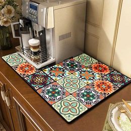 Mats Pads Kitchen drying mat quick drying coffee mat absorbent meal tray mat anti slip table mat cup drying mat table decoration accessories J240514