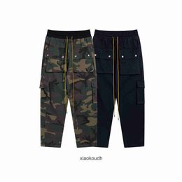 Rhude High end designer trousers for pocket camouflage drawstring pants same style high street casual pants trendy With 1:1 original labels