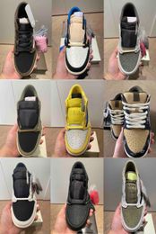 Authentic Fragment 1 WMNS Canary Shoes Low OG Travis Reverse Mocha High Sail Military Blue Shy Pink Black Phantom Golf Olive Cactus Jacks Scotts Sneakers With Box