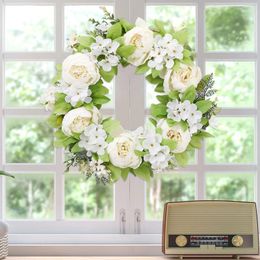 Decorative Flowers 1pc Wall Ornaments Peony Wreath Rattan Window Handmade Wedding Summer Door Decoration Artificial Outside Party Spring
