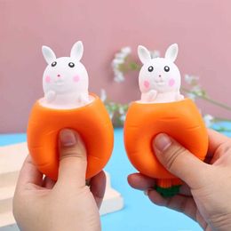 10PCS Decompression Toy New Squeezing Carrot Rabbit Cup Toys Kids Stress Reliefing Pinch Toy Fidget Decompression Sensory Toy for Child Adult Baby Gift