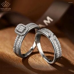 Cluster Rings WUIHA Real 925 Sterling Silver VVS1 White Sapphire Created Moissanite Set For Women Wedding Engagement Gifts Drop