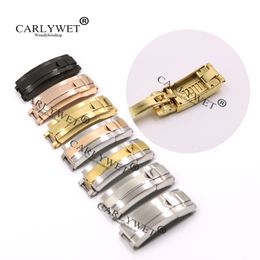 CARLYWET 9mm x 9mm Brush Polish Stainless Steel Watch Band Buckle Glide Lock Clasp Steel For Bracelet Rubber Leather Strap Belt 279T