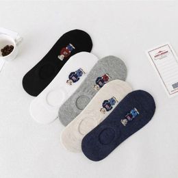 Women Socks Fashion Sports Cartoon Invisible Cotton Bear Men's Boat Casual Hosiery Middle Tube Korean Style