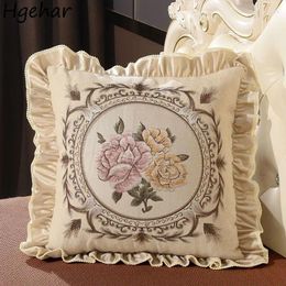 Pillow Embroidery Covers Zipper Washable Square Pillowcase Europe Living Room Throw Pillows Protector Back S Case Car