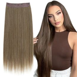 Synthetic Clip In 4 Hair Extensions Kanekalon Futura 22inch 150g Long Straight 1 Piece Thick Clip-on 4 Packet Package
