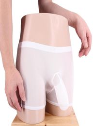 The Sexy Mens Transparent Mesh Lingerie Boxer Penis Cock Underwear with Elephant Bulge Black White Colour For Man Gay Y2004146465487
