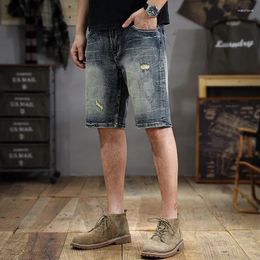 Men's Jeans Retro Washed Do The Old Cowboy Shorts Korean-Style Slim-Fit Straight Summer Ins Versatile Bermuda