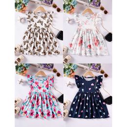 New Children's Flower/Love/Butterfly Full Print Sleeveless Toddler Girls Sweet Dresses L2405