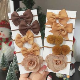 Hair Accessories 10 pieces/set of large bow flower elastic headbands for children and girls sweet hair ties fashionable WX76414