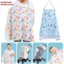 V6PZ Nursing Cover Mom goes out to breastfeed towels cotton baby feeding care apron cover breathable cloth mosquito net stroller d240517