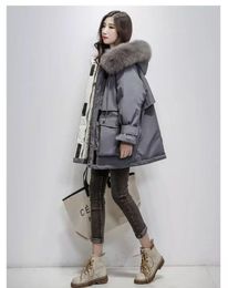 2019 new large natural fox fur hooded winter jacket women 90 white duck down thick parkas warm sash tie up snow coat7455059