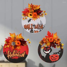 Decorative Flowers Halloween Hanging Pendent Wall Wreath Simulated Pumpkin Door Decor Happy Day For Home Garland
