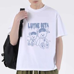 Men's T-Shirts Mens Pure Cotton Casual Short Slve T-shirt Summer Oversize Harajuku Breathable Strtwear Vintage Graphic Y2k Goth Clothing Y240516