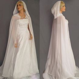 White Ivory Hooded Bridal Cape Women Wedding Cloak Chiffon Long Jacket Plus Wrap Custom Made Formal Bride Bolero 210r