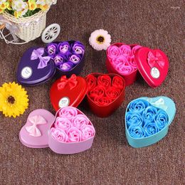 Decorative Flowers 1PC Beautiful Decor Supplies Rose Soap Flower Heart-shaped Valentine's Day Birthday Party Gift Box Romantic High-end