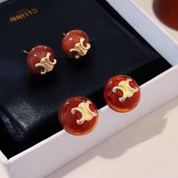 Arch earrings red amber earrings womens new luxury niche and temperament autumn and winter