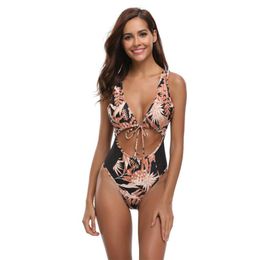 One Piece Swimsuit Women Triquini Swimwear Swim Beach Wear Print Bandage Cut Out Trikini Monokini Swimming Bathing Suit6598354