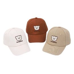 Caps Hats Cute Bear Embroidered Baby Baseball Hat with Adjustable Cotton Summer Button Hat Suitable for Girls Boys Cartoons Children Sun Hat WX WX