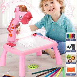 Other Toys Childrens Led Projector Drawing Table Toy Art Drawing Board Drawing Set Portable Educational Learning Tool Drawing Toy Gifts s5178