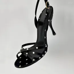 Dress Shoes Women's Sandals 2024 Korean Fashion Polka Dot High Heels Sexy Thin Heel Ladies Casual And Versatile Black